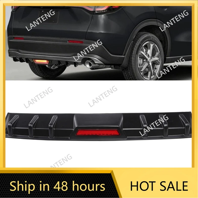 Car Rear Spoiler Bumper Diffuser Lip w/ LED Tail Brake Stop Light For H0nda HR-V 2016-2025 Automotive Accessories Parts Black