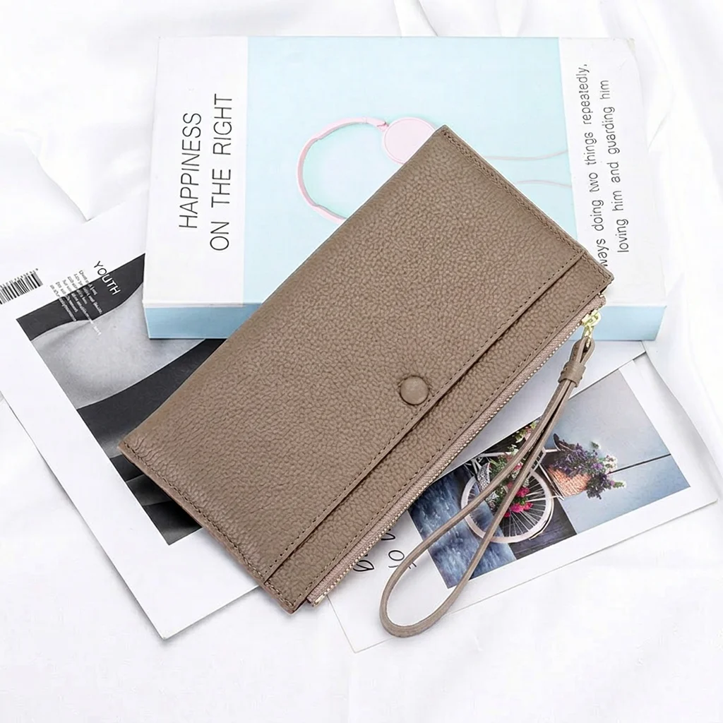 

Wristlet Clutch Wallet Lightweight Ladies Zipper Wallet Leather Women'S Wallet High-Quality For Travel Evening Events Dating