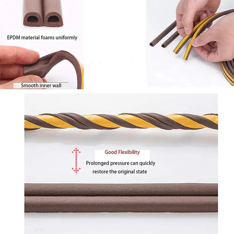 Door Insulation Seal Strip Tape Self-adhesive Acoustic Rubber Foam Weatherstrip Window Sound Draft Stopper Weather Strip - Image 3