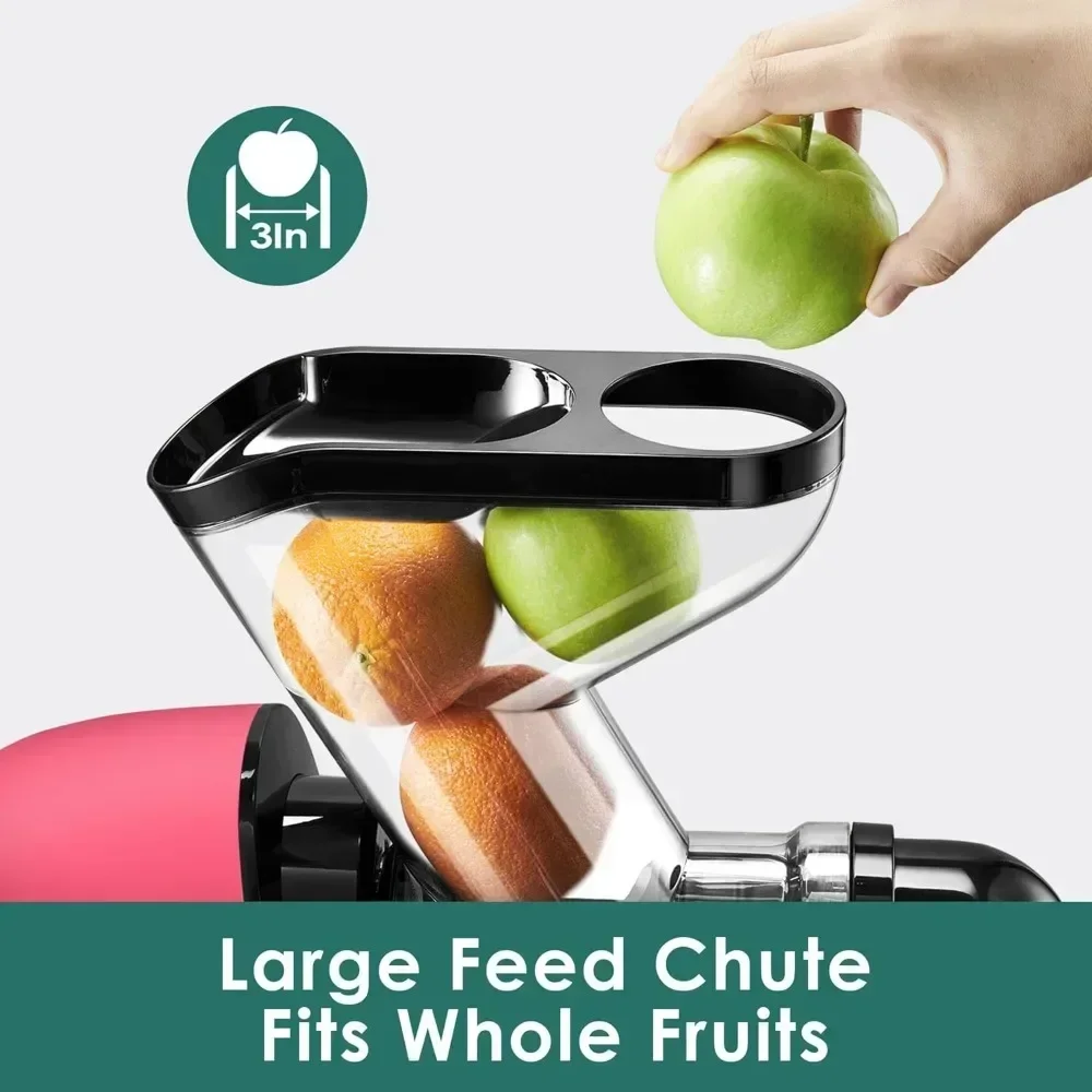 Espremedores lentos, máquina de espremedor prensado a frio com rampa de alimentação grande de 3 polegadas, máquinas de espremedor de mastigar vegetais e frutas, BPA Fr