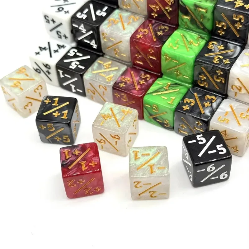 

New 10pcs Six Sided Dice Set D6 Counters +1/+1 and -1/-1 Set for Math Teaching ,Kid Arithmetic Toys, Card Game Accessories