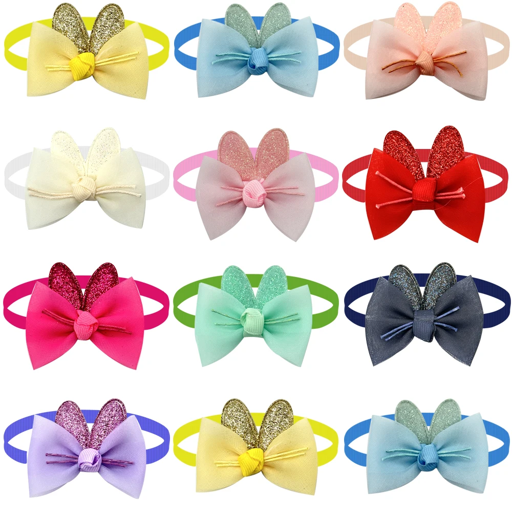 50/100pcs Cute Rabbit Style Small Dog Bow Ties Pet Accessories Dog Bow Tie Pet Dog Cat Neckteis Adjustable Dog Grooming Ties