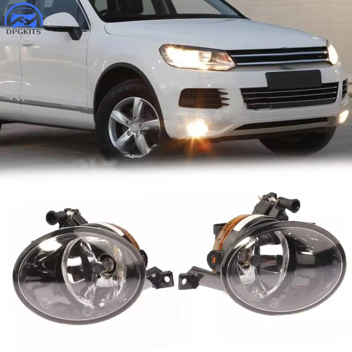 

DPGKITS 2Pcs Fog Lamp Light Halogen Bulb Fit For VW Touareg 2010-2014 Interchange Part Number 7P6941699 7P6941700 Accessories
