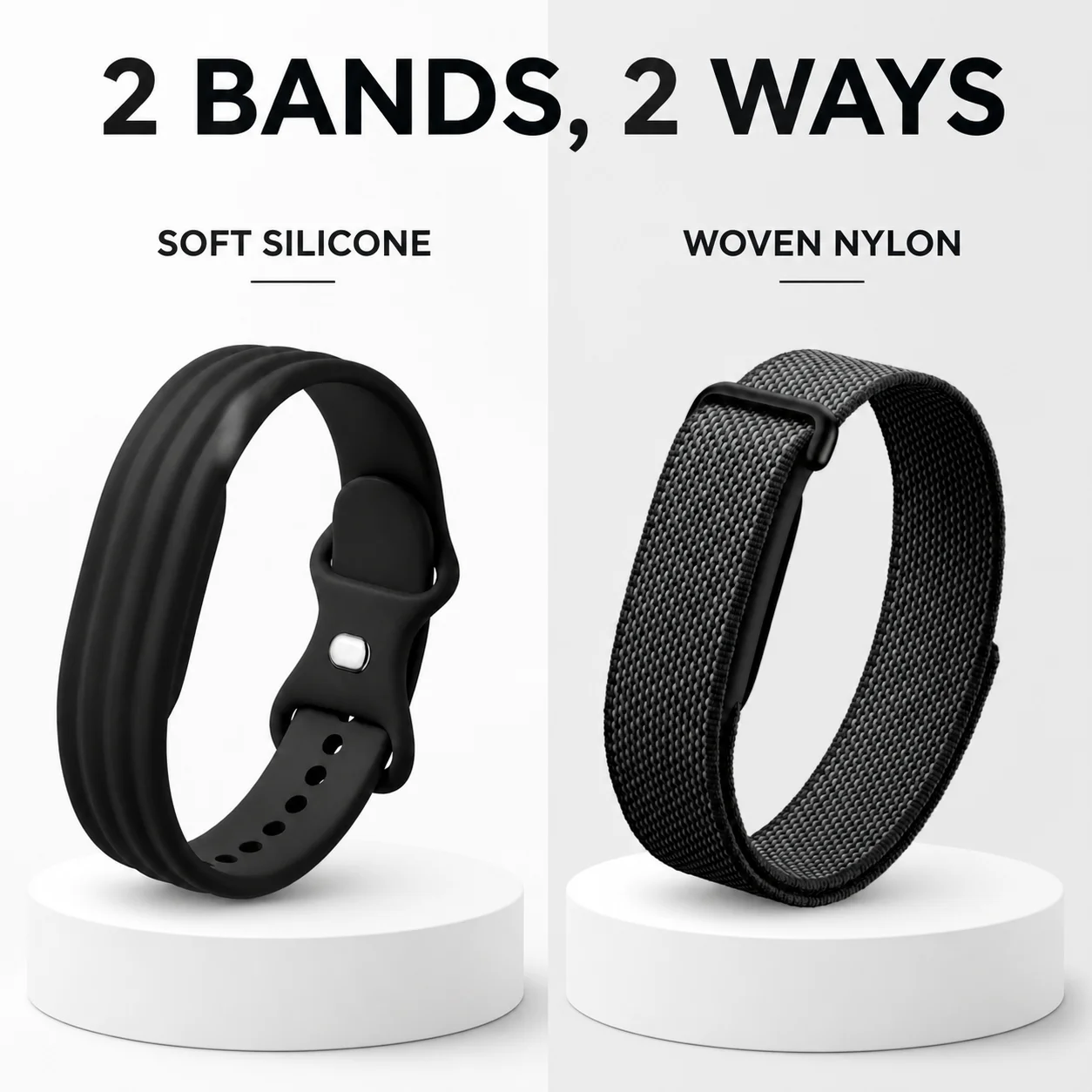 2-Pack Bands Compatible with Google Fitbit Air – Silicone & Woven Nylon – Available in 3 Colors