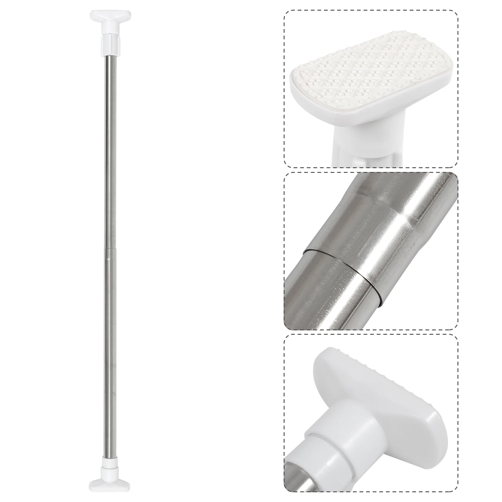 

Cabilock Shower Curtain Rod Adjustable Retractable Telescopic Bath Pole for Bathroom White ABS