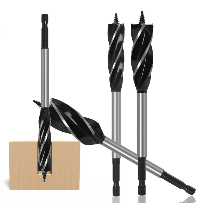 A23T 4Pcs Wood Fast Cut Twist Drill Bit Set for Carpentry DIY Professional Auger Carpenter Joiner Tool
