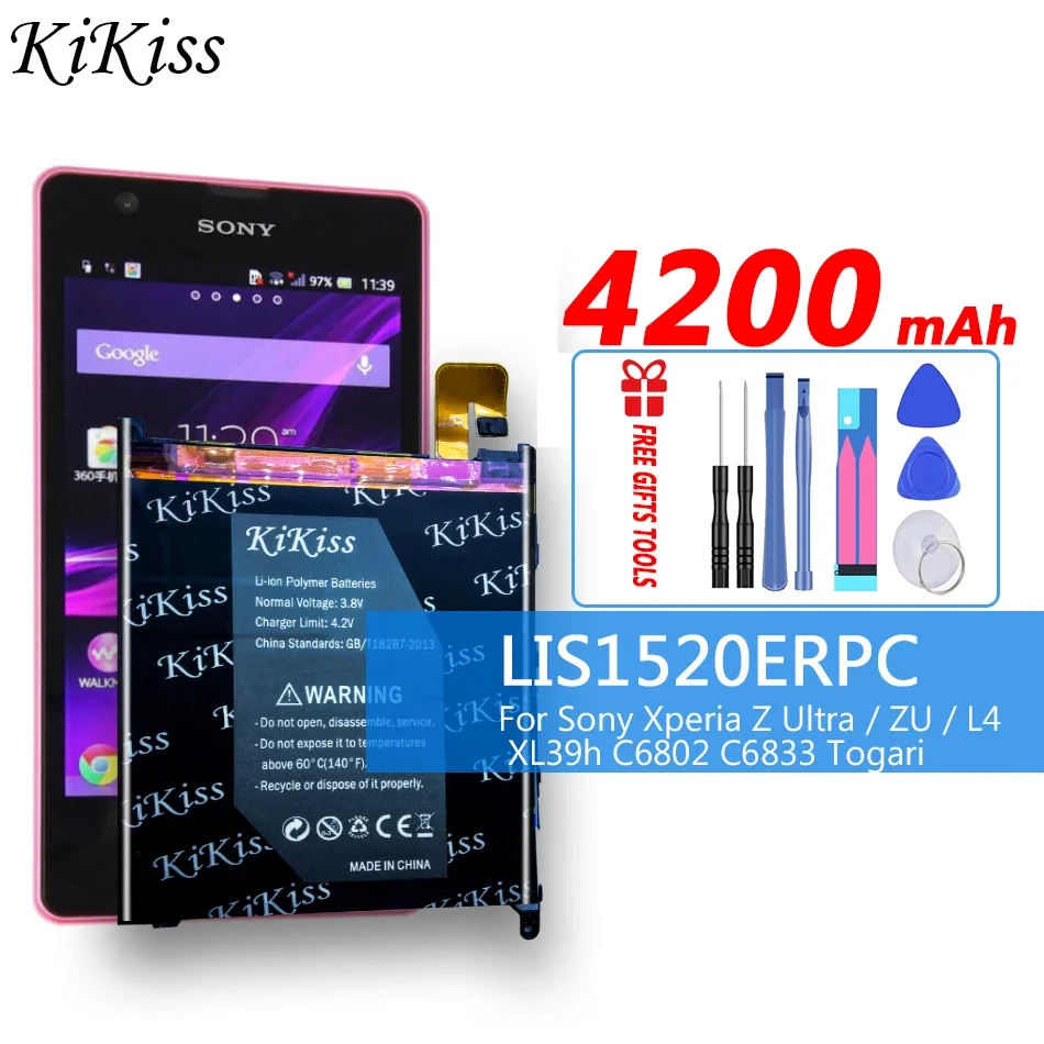 

4200mAh High Capacity Battery For Sony Xperia Z Ultra / ZU / L4 XL39h C6802 C6833 Togari Mobile Phone Battery LIS1520ERPC