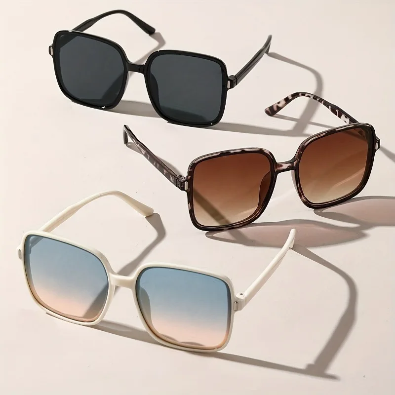 3-teilige modische Damenbrille mit quadratischem Rahmen – stilvolle Schildpatt- und schwarze PC-Gläser – Detail 6