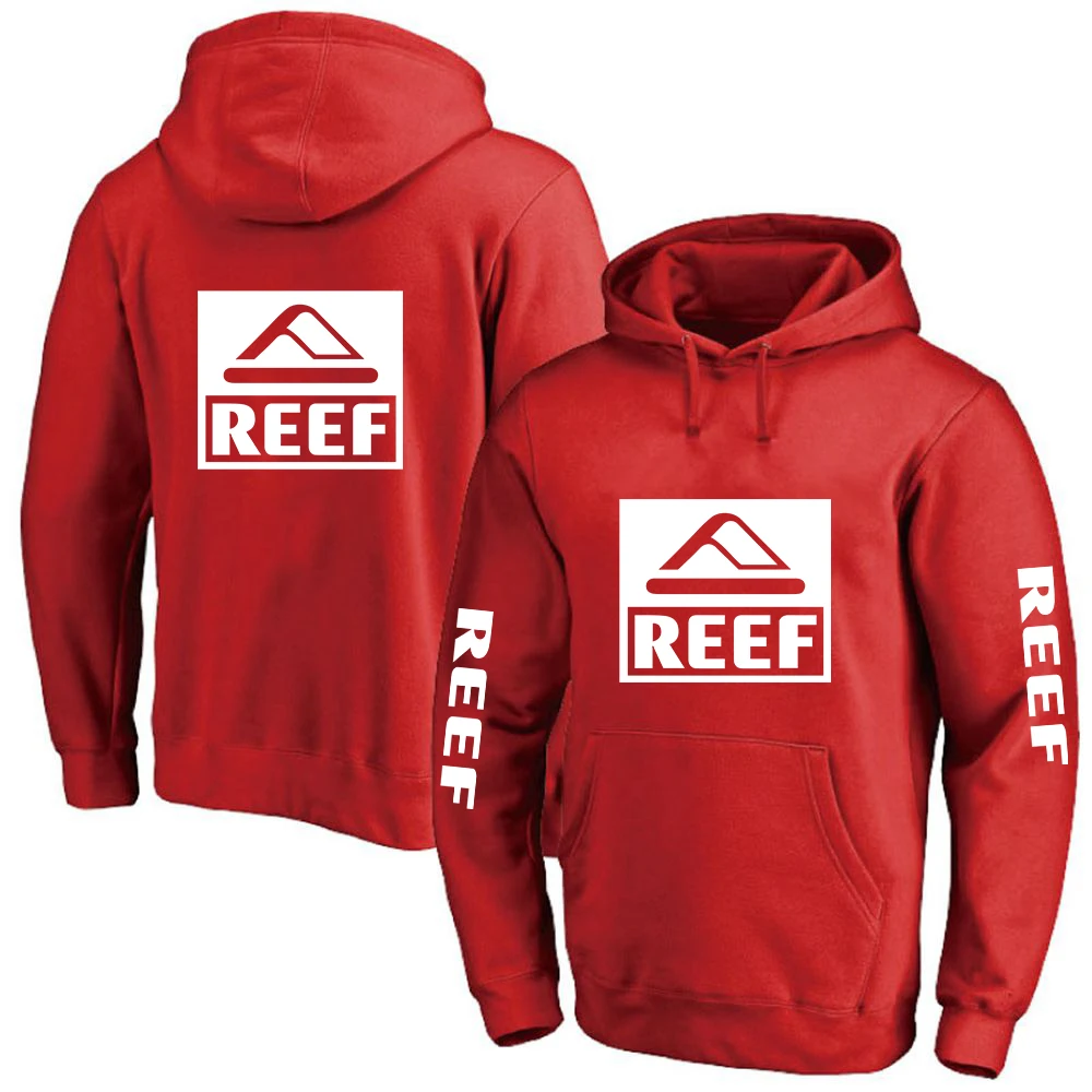 

2025 Spring And Autumn Pullover Drawstring Hooded Warm Coat Man's Reef Logo Print Solid Color Simple Fashion Leisure Hoodies