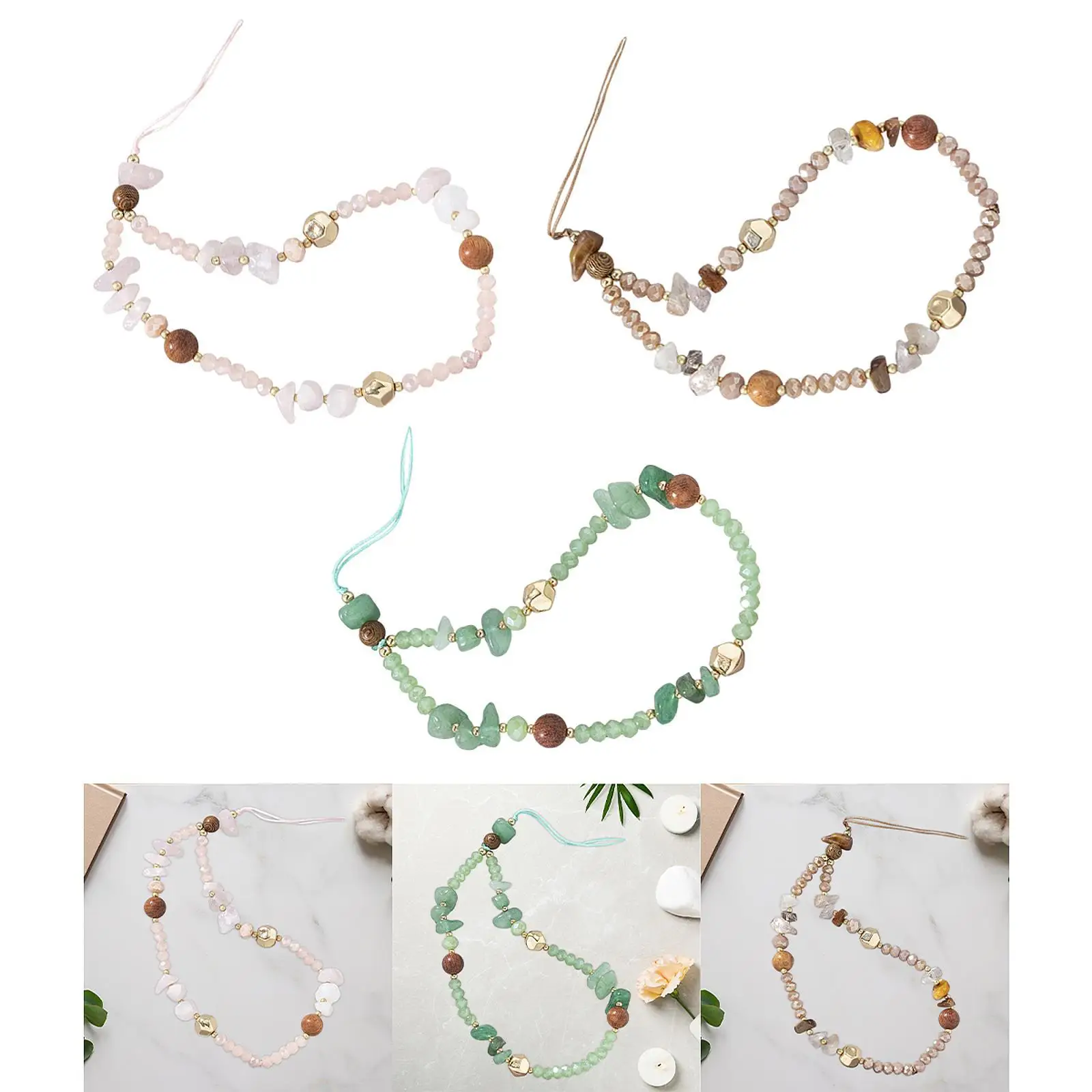 

Handmade Phone Beads Chain Pink Lanyard Wrist Strap Mobile Pendant Bracelet Accessories for Phone Decoration