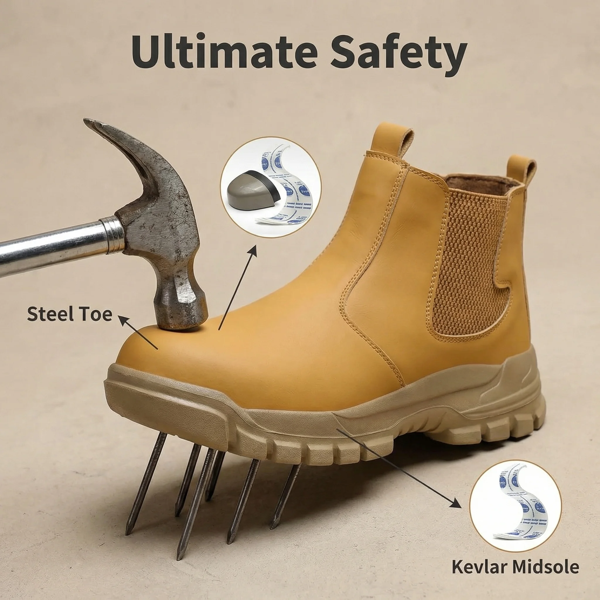 high-top Safety Shoes Men Steel Toe Mining Boots With Anti Smash Anti Piercing Functional sSoes Indestructible Safety Boots