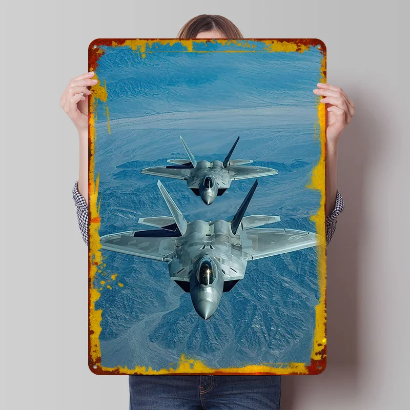 F 22 Raptor Metal Poster Customized Wall Art Retro Vintage Tinplate Signs for Decoration Living Room Decor Men Bar Accessories