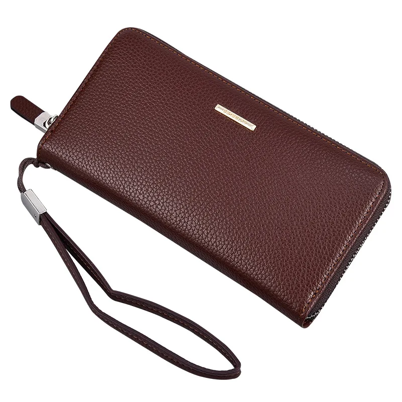 

Fashion Men's Long Zipper Wallet Business Multi Function Bags Purse High Capacity with Hand Belt