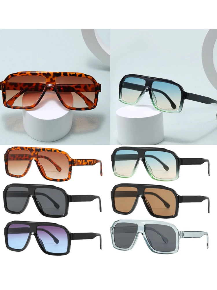 AliExpress Julyrays Cycling 1/6pcs Oversized Square Sunglasses Women Men Colorful Lens Eyewear Female Fashion Polygon Sun Glasses Black Shades