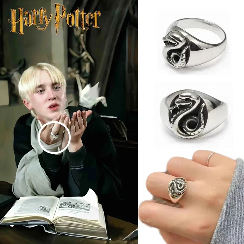 New Simple Magic School Family Badge Harries Snake Slytherin Role Playing Rings Unisex Jewelry Ring Potters Gift Props Accessory