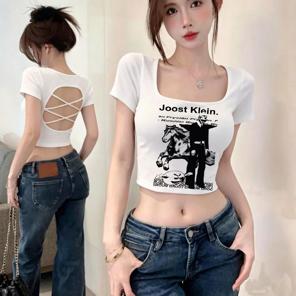 Joost Klein crop top girl clearance sales korean fashion summer t-shirt baddie alternative  kawaii