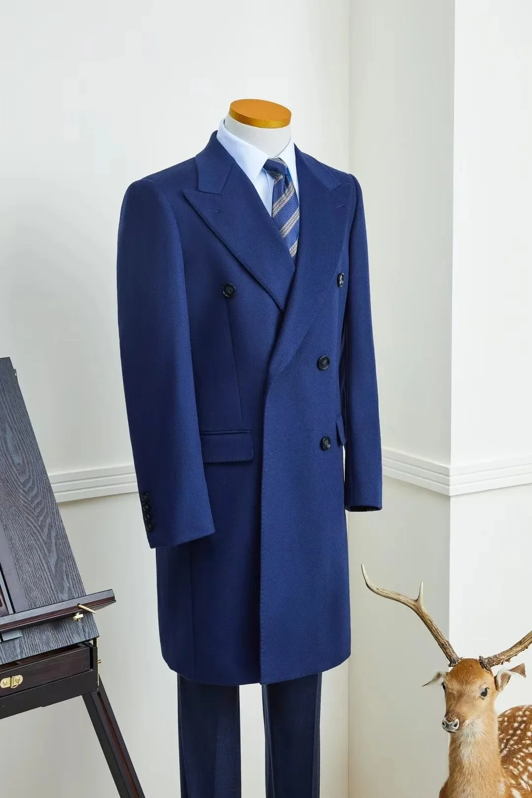 الخريف الشتاء الرجال خندق معطف سليم صالح الشق التلبيب مزدوجة الصدر معطف فوقي شتاء دافئ القطن الأعمال سترة طويلة معطف