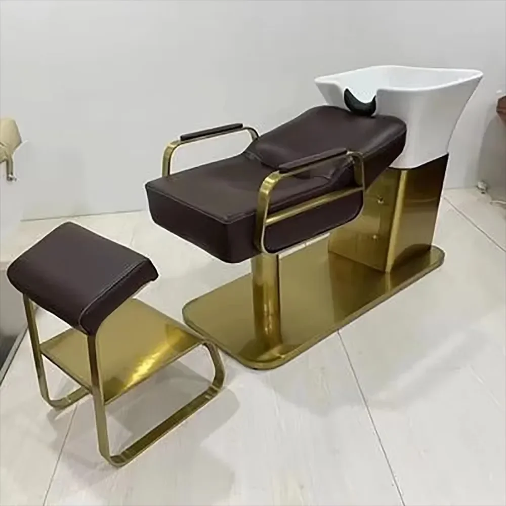 Unique Comfortable Hair Shampoo Bed Portable Ergonomic Unique Fashion Shampoo Bed Simple Lounge Cadeira De Barbearia Furniture