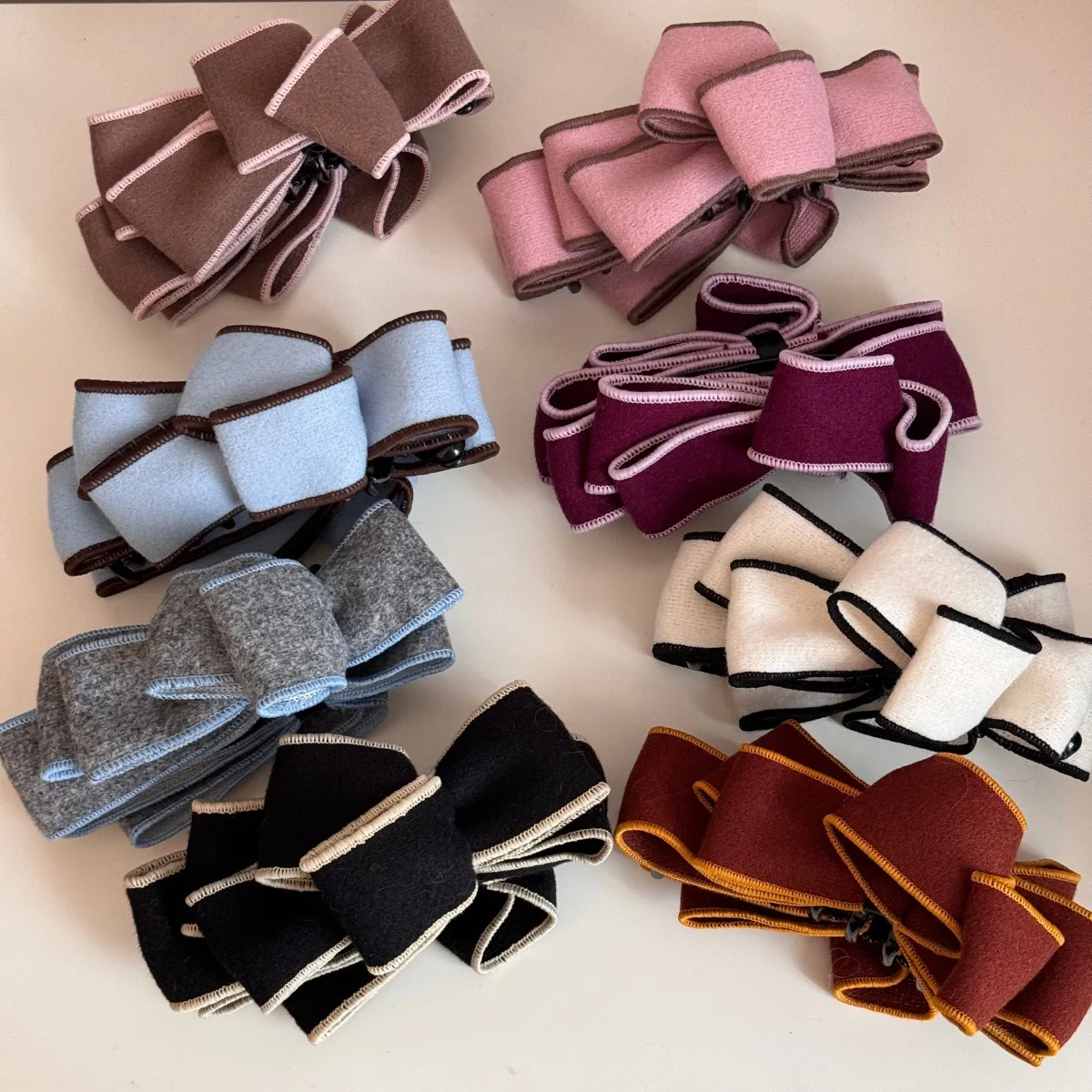 Korean Retro Banana Clip Large Fashion Versatile Multi-layer Bow Ponytail Hairpin Twist Clip Fashion Vertical Clip Accessories