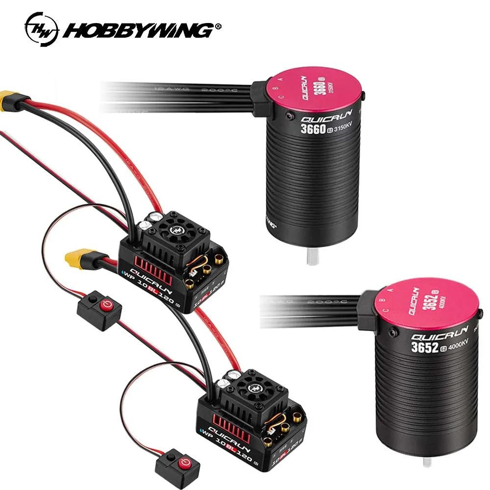 HobbyWing QuicRun 3652 3660 G2 Motor WP-10BL120 G2 120A ESC Brushless Combo For 1/10 Rc Car Buggy Racing Accessories