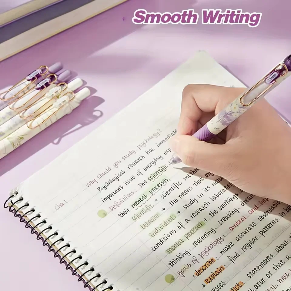 4 قطع قلم جل لطيف على شكل زهور، قلم جل قابل للسحب، قلم حبر أسود سريع الجفاف 0.5 مم، قلم لطيف، قلم ذو نقطة دقيقة، قلم كتابة سلس #6