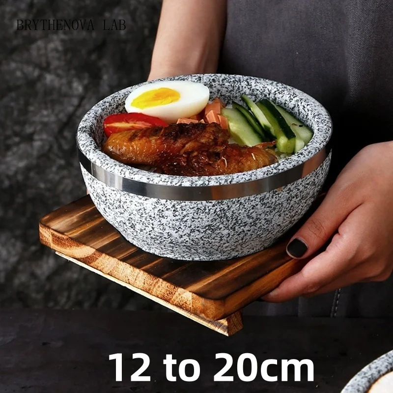 Natural Stone ceramic ramen bowl Pot Korean Cuisine Special Temperature High Resistant Bibimbap Stone Pot Household Tableware