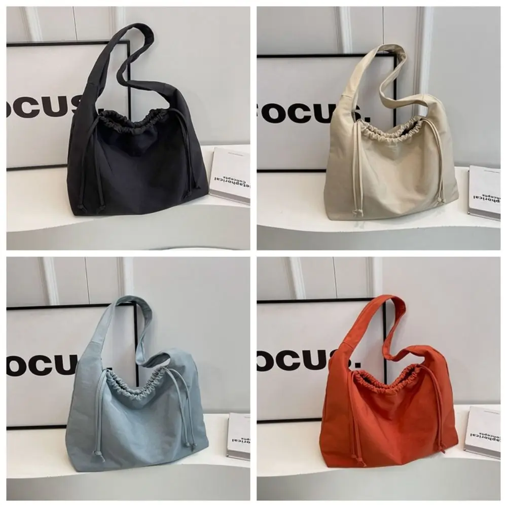 Bolso de cubo con cordón de gran capacidad para mujer, bolso de mano de estilo coreano, bolso cruzado de lona, bolso escolar