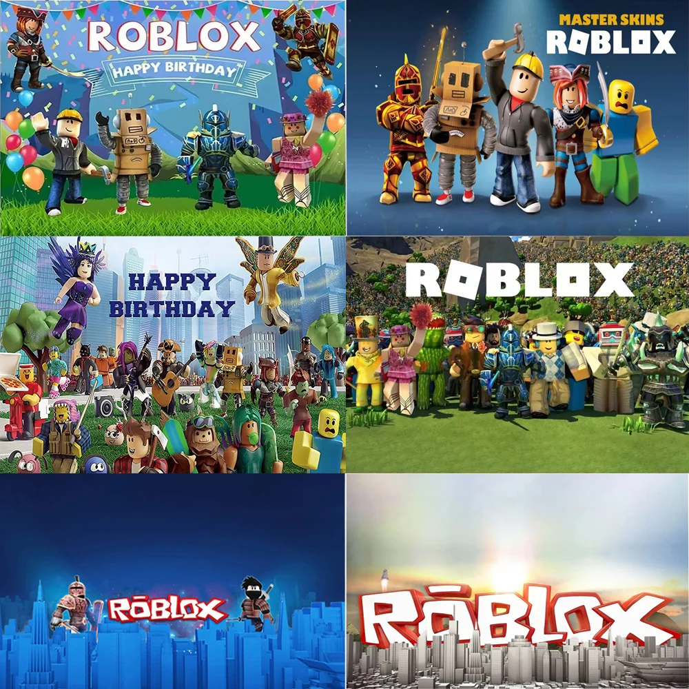 Roblox الأولاد خلفية حفلة عيد ميلاد الديكور الخلفيات كعكة الجدول هدية ديكور خلفية ملصق لعبة استحمام الطفل لوازم الحفلات #1