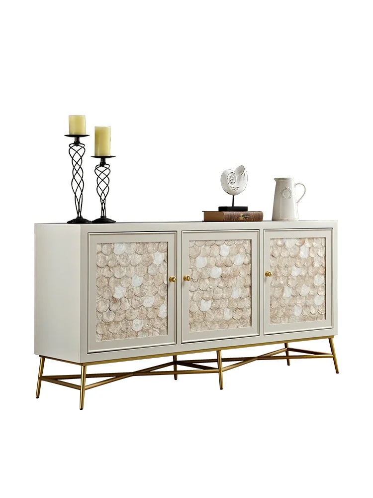 

Shell Sideboard Cabinet Solid Wood Curio Cabinet Wall Integrated Storage Cabinet Storage Locker