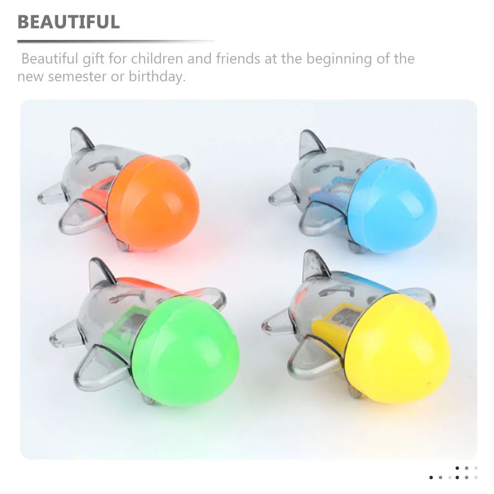 

4Pcs Mini Manual Pencil Sharpener Cartoon Airplane Small Plastic School Supplies Portable Sharpener for Students