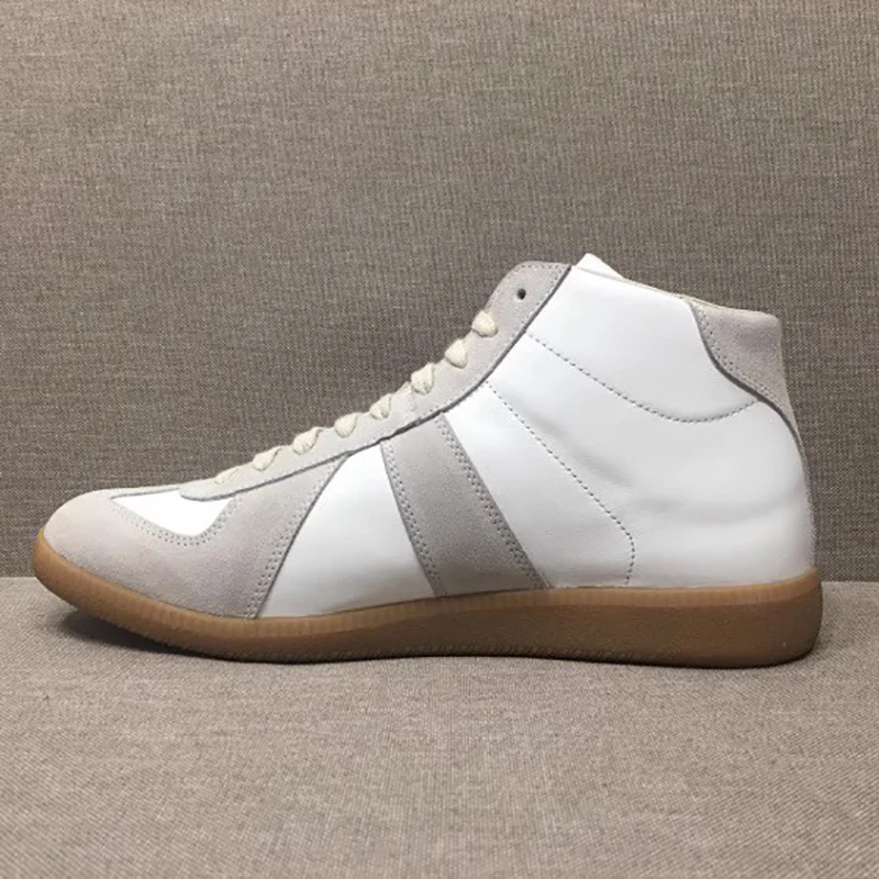 DONNAIN Minimalist White Sneakers High Top Women and Men Luxury Genuine Leather Handmade Unisex Flat Trainers Ankle Booties