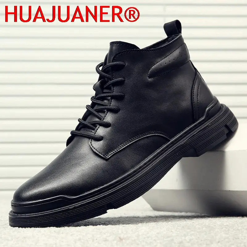 100% Genuine Leather Shoes Men Autumn Winter Boots Warm Plush -30 Degree Cold Winter Mens Ankle Boots Cow Leather Botas image 5