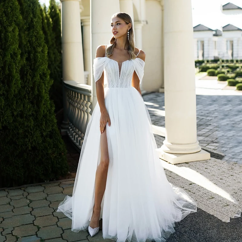 

Eightree 2025 A-Line Princess Wedding Dresses Boho Beach Spaghetti Straps Bridal Dress Formal Wedding Ball Prom Gowns Customized