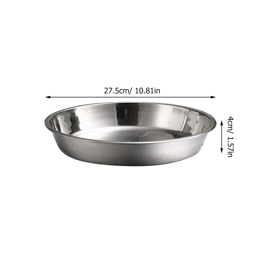 Snack Plate Fruit Platter Stainless Steel Cake Pan Silver Round Travel Cheesecake