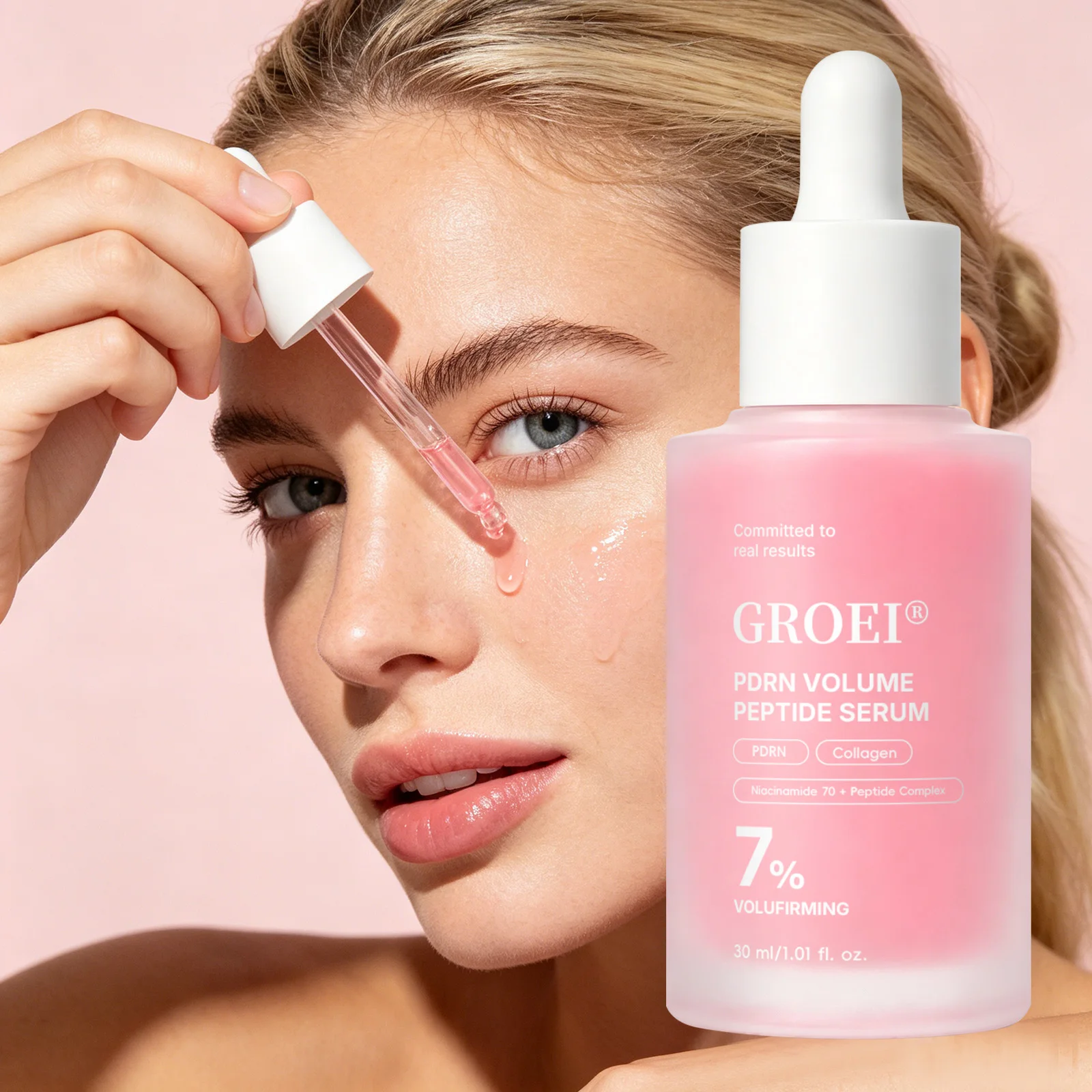 30ml PDRN Peptide Facial Serum,Collagen Niacinamide Centella Asiatica Face Essence, Balancing Bright‑looking Skin Care