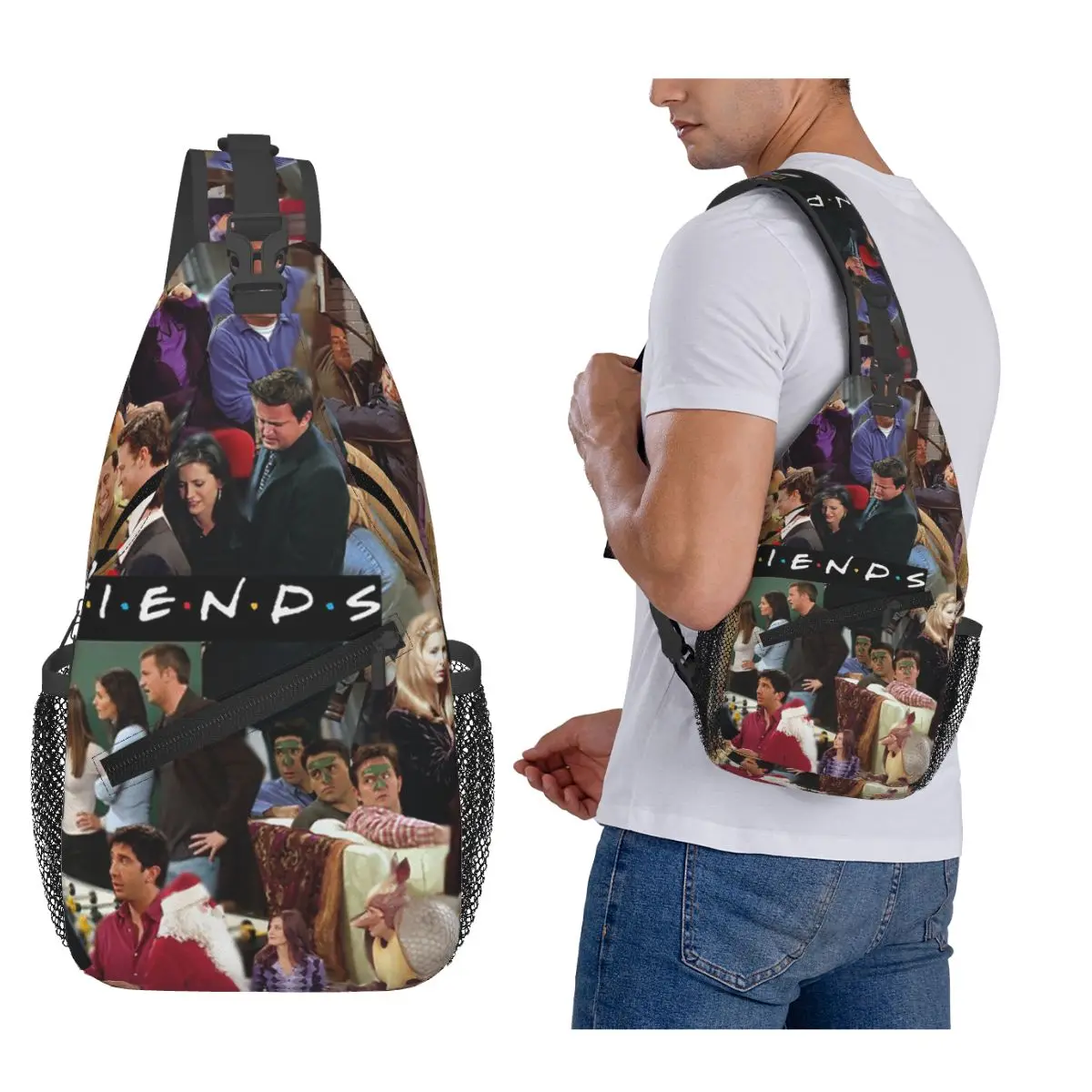 

Ретро Винтаж Друзья Коллаж Классическая ТВ Нагрудная Сумка Мужской Рюкзак Через Плечо Нагрудная Сумка Путешествия Туризм Рюкзак Сумка На Ремне