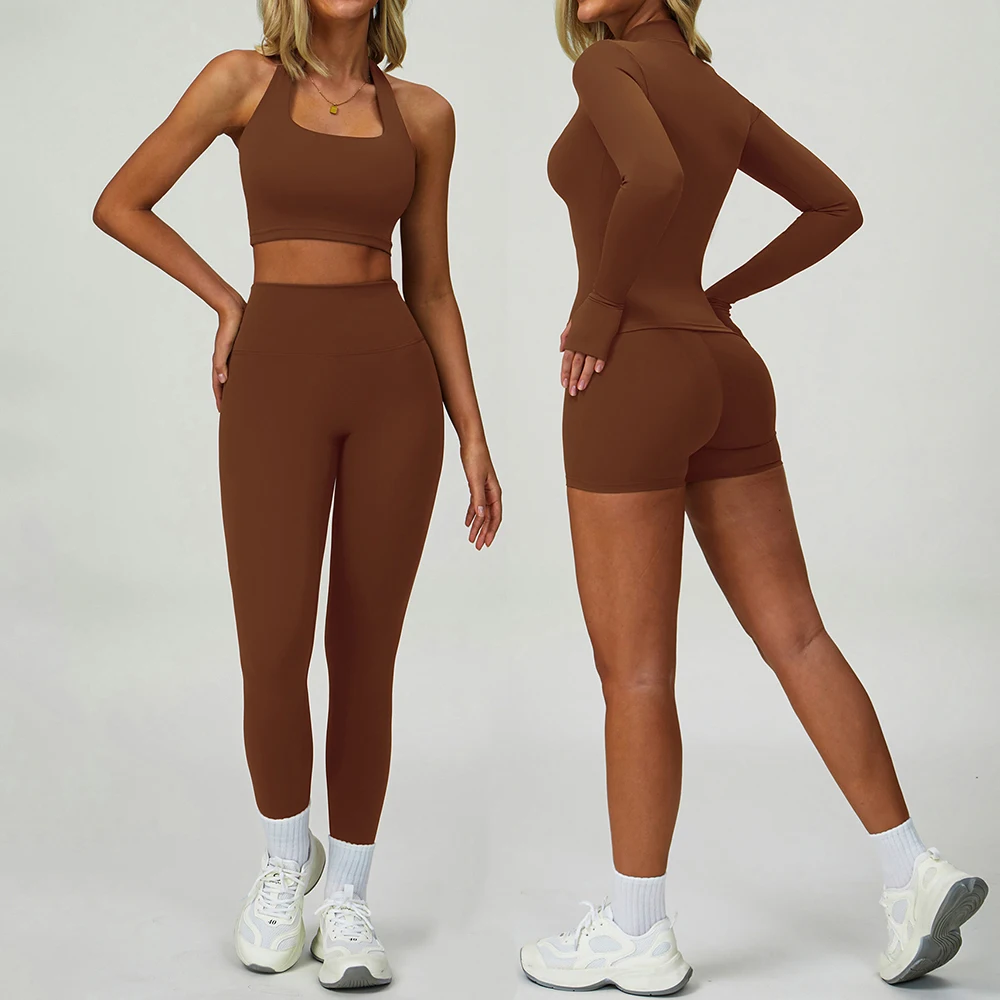 

Yoga Clothes 2 Piece Gym Set Women Tracksuits High Waist Leggings Fitness Long Sleeve Sportswear Sports Set Running Workout Suit