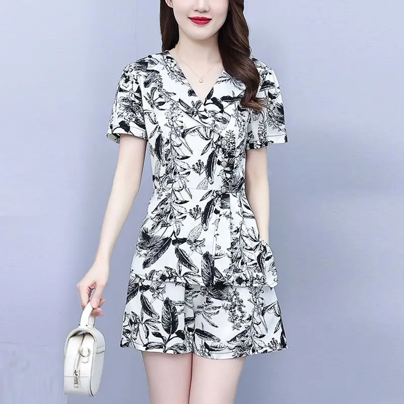 

Женские брюки и футболка из двух предметов, Женский костюм на весну и лето, брюки с высокой талией, модные комплекты из двух предметов, лето Z231