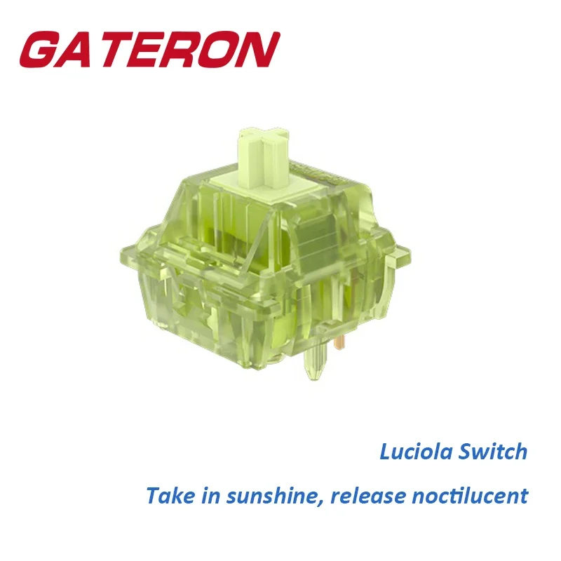 

GATERON Luciola Keyboard Switch 5 Pin Linear 55g RGB DIY Hotswap High Gloss Translucent Green Top Housing Glow In Dark