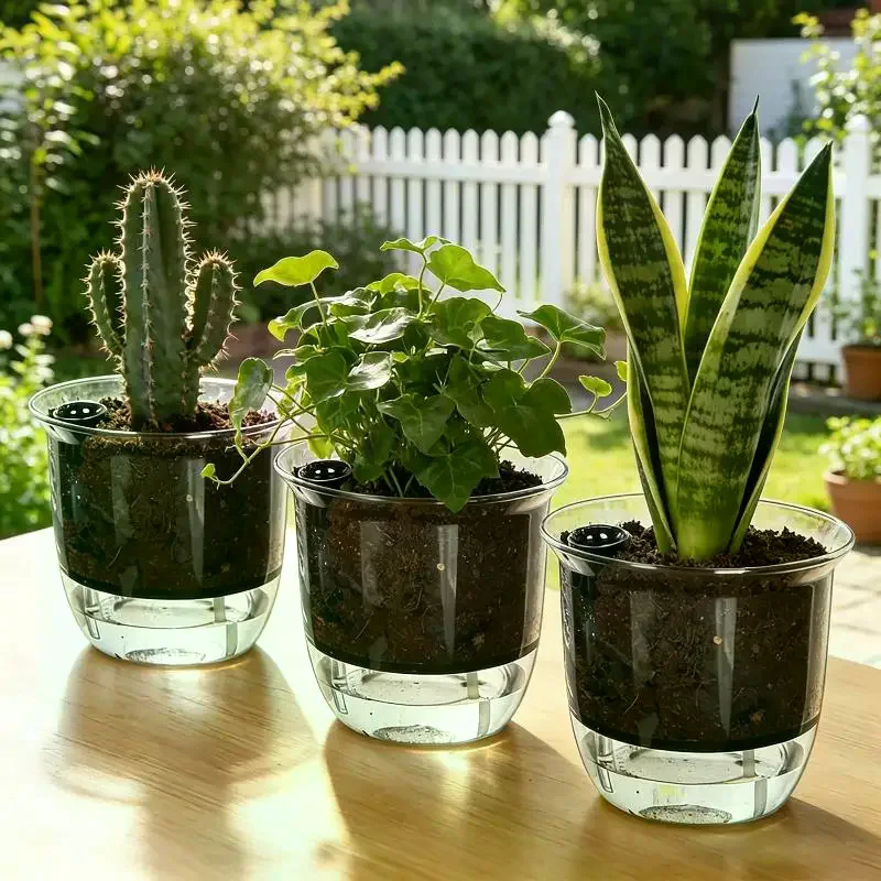 Eco Friendly Self Watering Indoor Plant Pots Deep Reservoir for Spider Plants Orchids Office Desktop Decoration