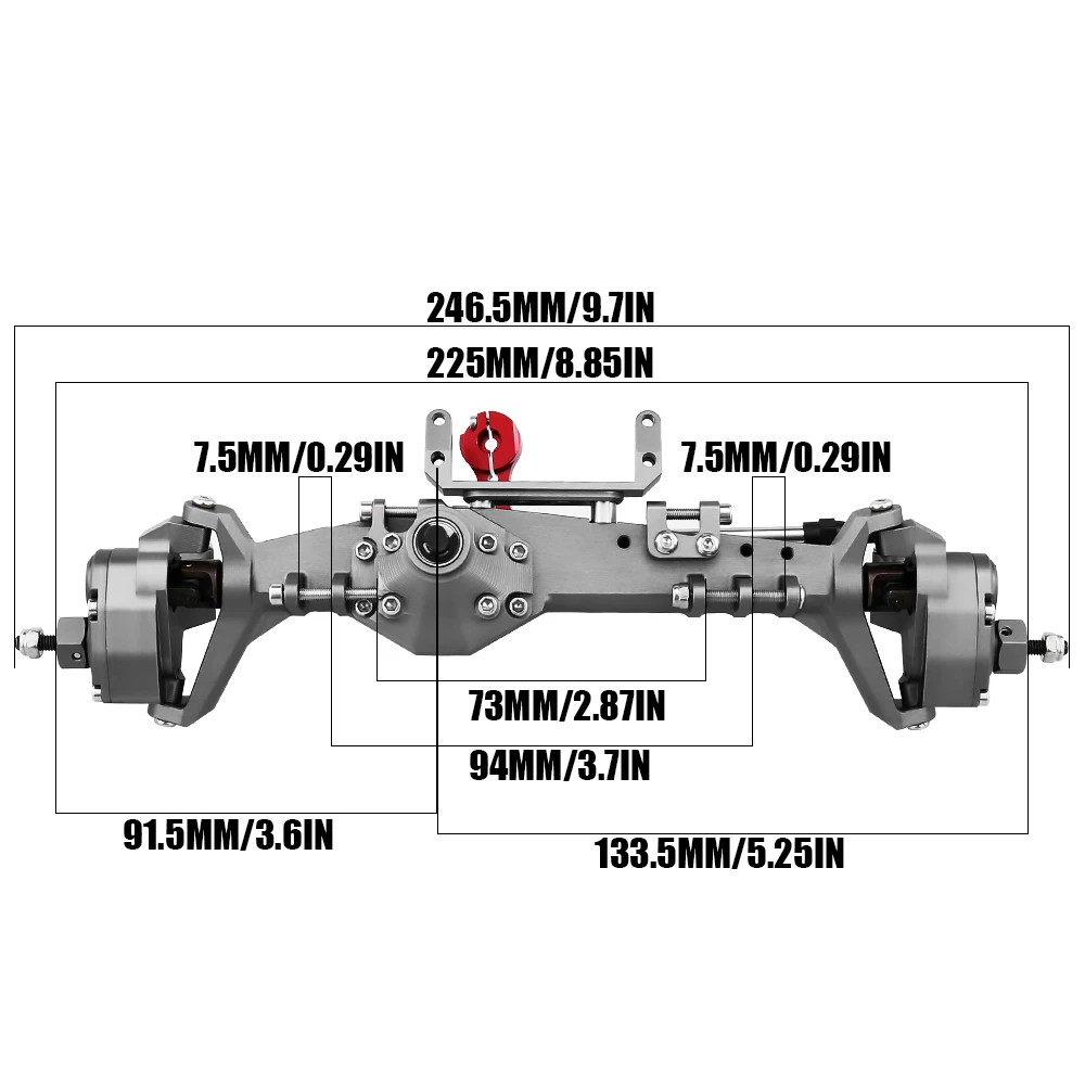 Todo o eixo portal dianteiro e traseiro do metal, 1:10 RC Crawler, Capra axial 1.9, Buggy F9 UTB AXI03004 Wraith 90018 RR10, parte da elevação