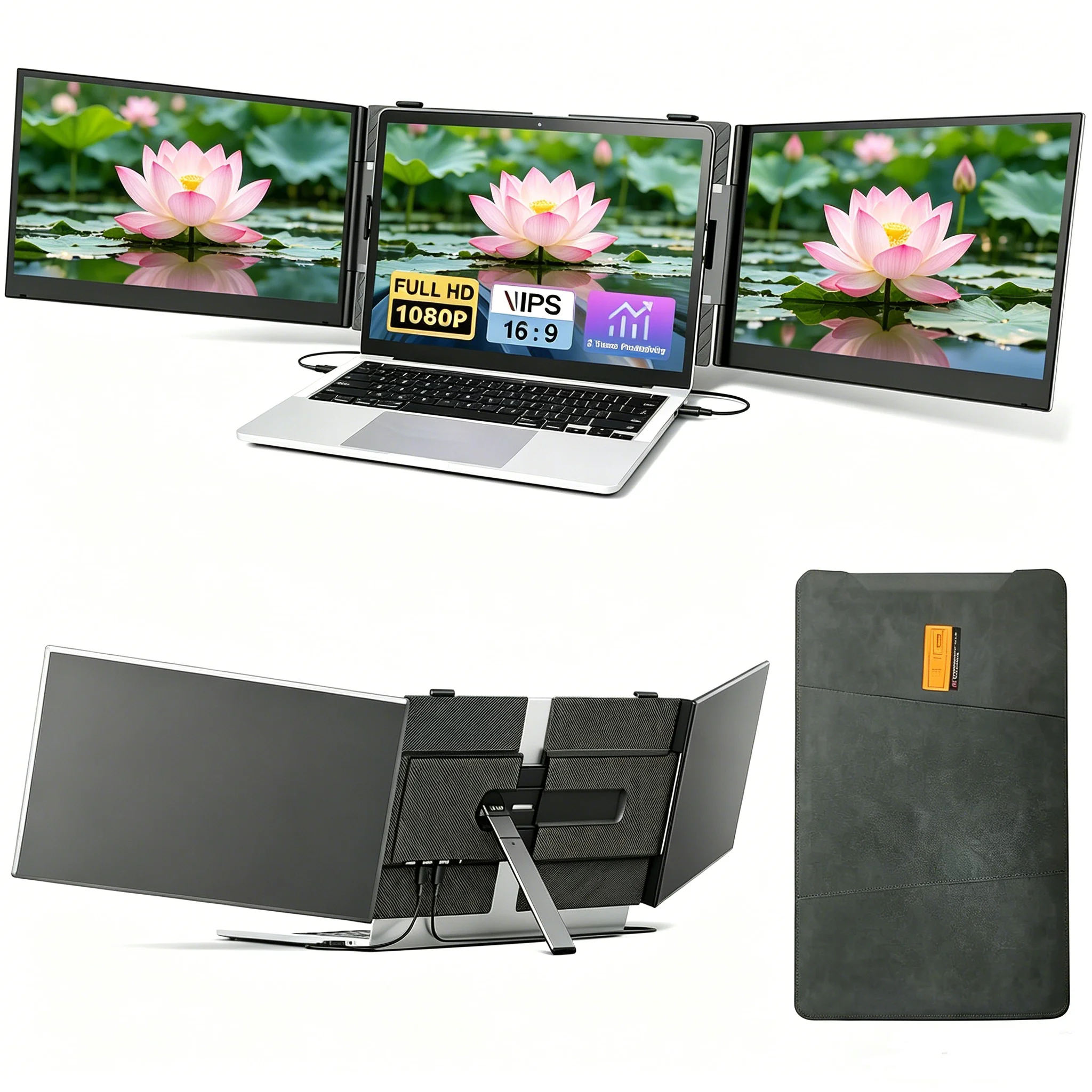 2026 new Laptop Extended Monitor Screen Wholesale 14'' FHD 1080P Triple Lightweight For Mobile Workstation Dual Screen