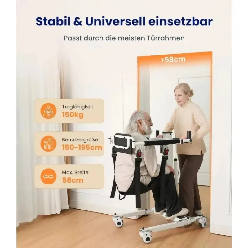 Foldable Patient Transfer Lift Electric Sit to Stand Mobility Aid Adjustable Support for Seniors Home Nursing Use