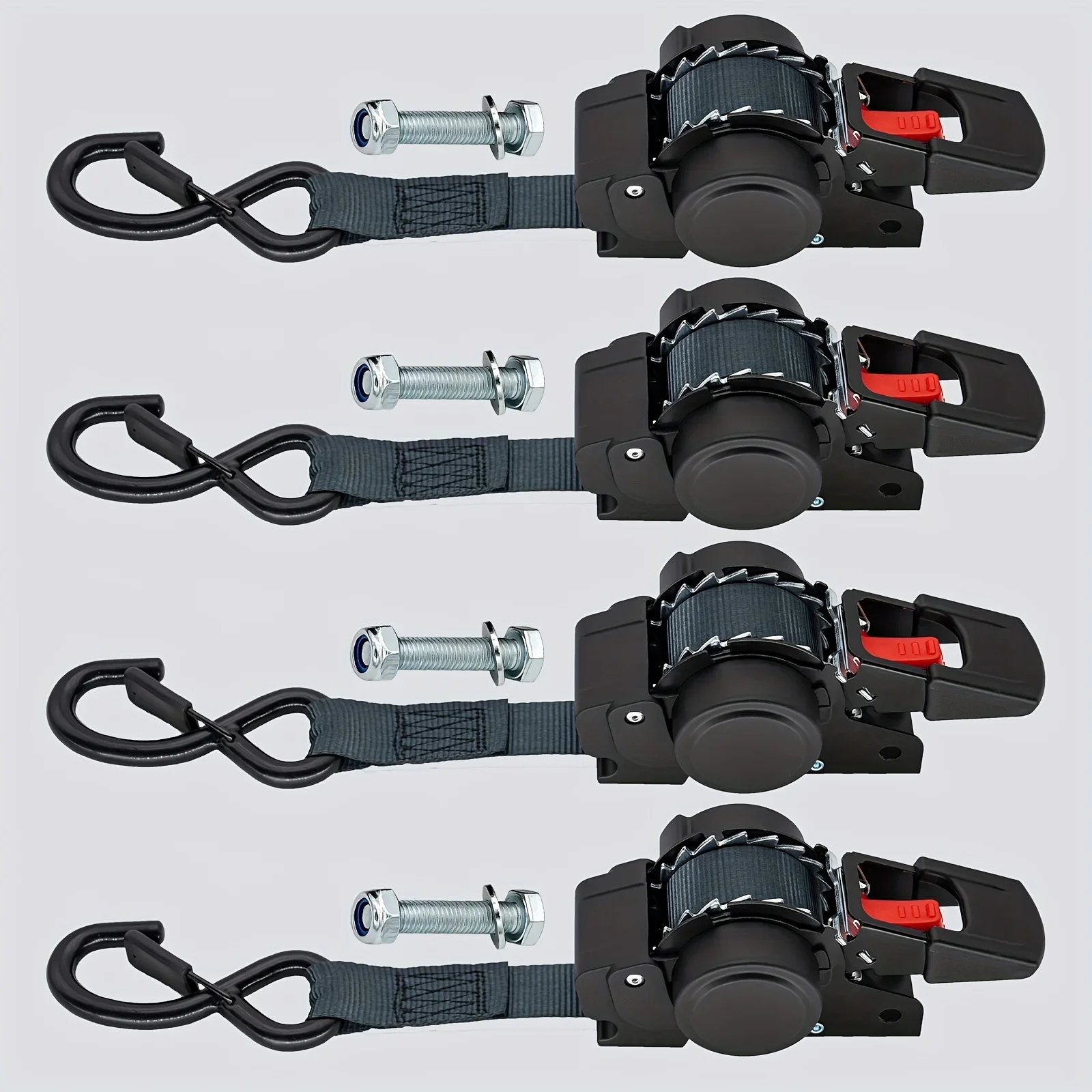 Retractable Cargo Straps Automatic Tensioner Secure Locking Ratchet Tie For Truck Trailer ATV Motorcycle Heavy Duty Transport
