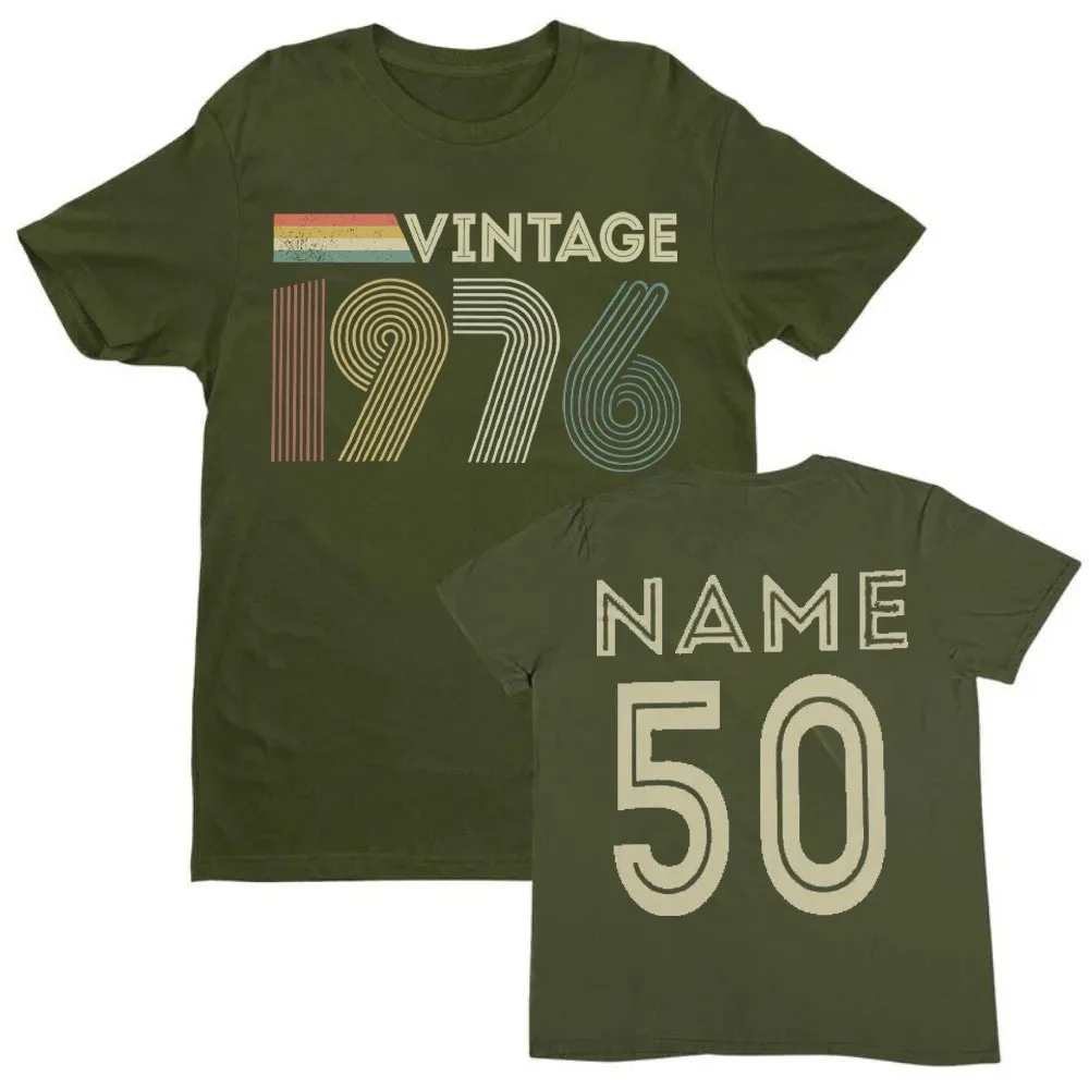 Vintage 1976 Personalised 50th Birthday T-Shirt for 2026 Custom Name Gift Idea Summer Breathable Camisetas Nostalgia Retro Tops