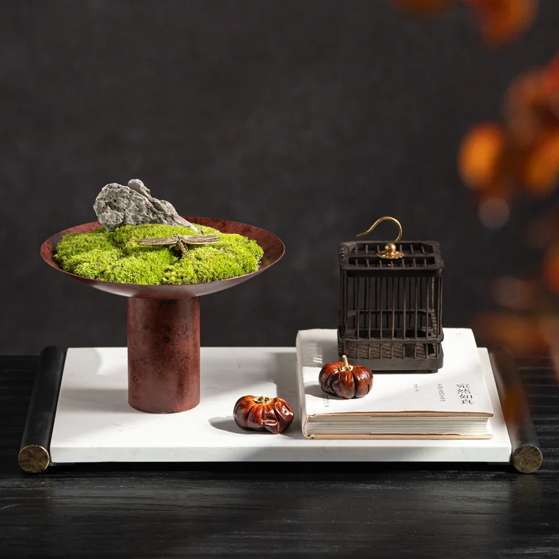 غرفة نموذج غرفة الشاي الطحلب الأبدي حفل الشاي الياباني تشكيلة الزهور محاكاة زخرفة النباتات الخضراء #4