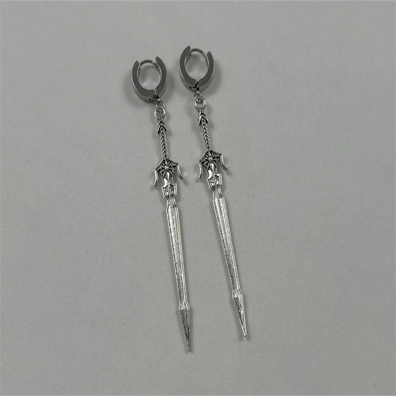 Punk Vintage Medieval Knight Sword Earrings Grunge Y2K Alt Goth Edgy Dangly Blade Earrings for Women