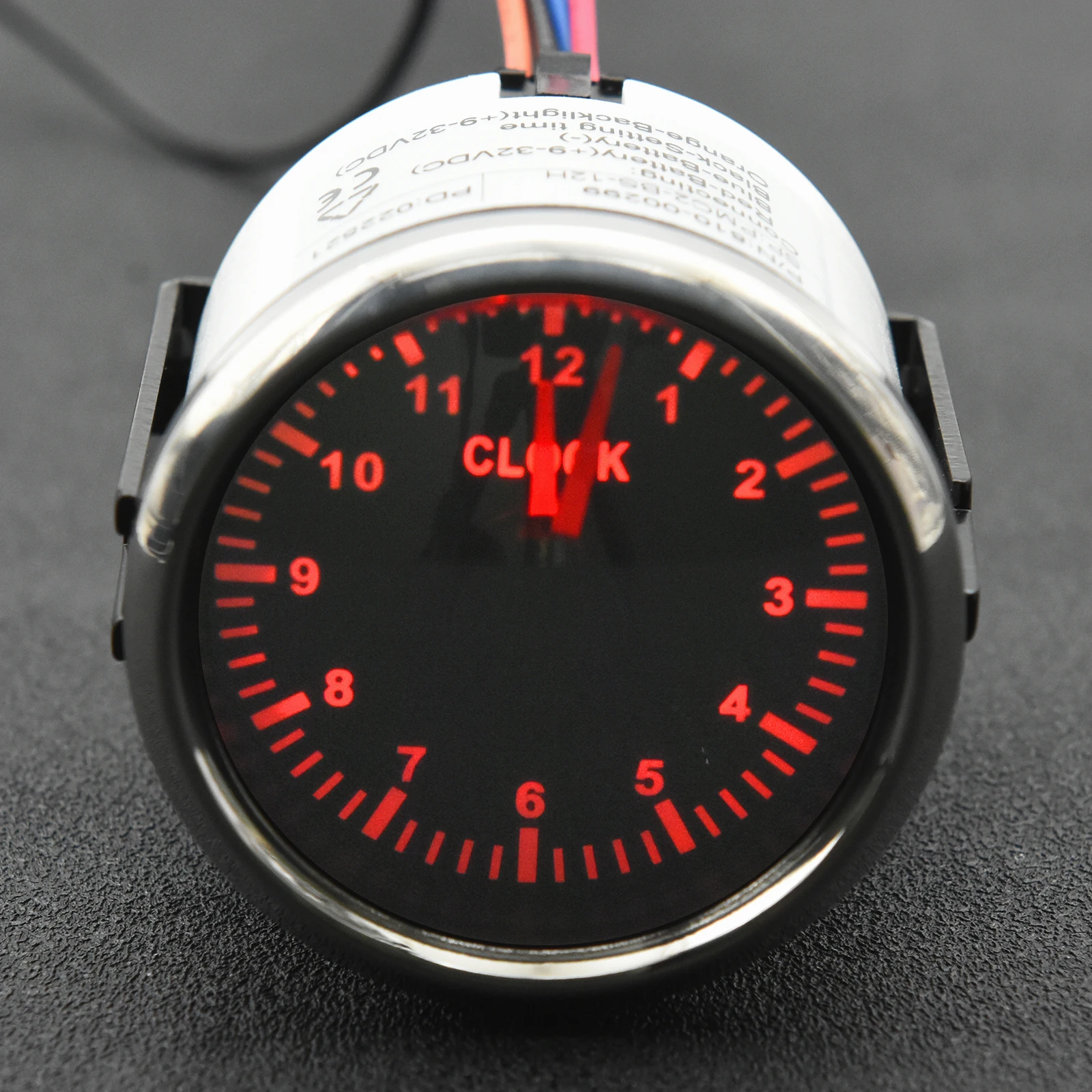 52mm Clock Gauge with Red Backlight 0-12 Hours Hourmeter Instrument Hour Meters for Car Boat Yacht Show Clock Meters 9-32V