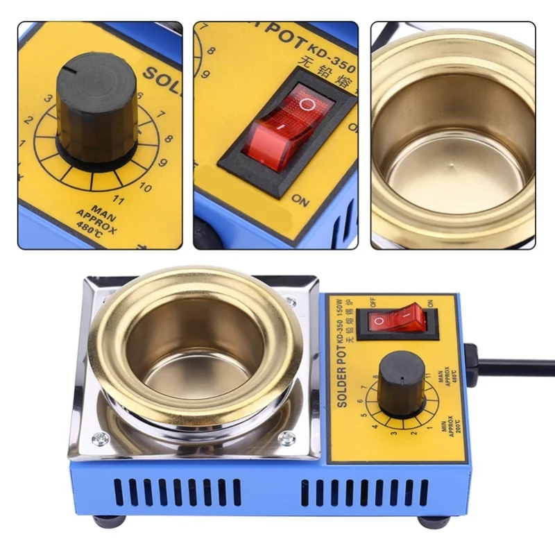 150W Lead Free Solder Pot Soldering Desoldering Bath Titanium Plate 50mm 200-480℃