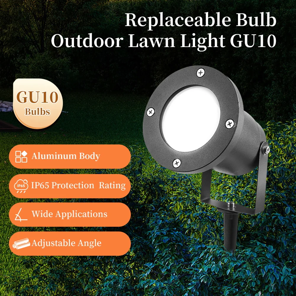 Outdoor LED Lawn Light GU10 Replaceable Bulb Pathway Lamp Waterproof Garden Patio Lamp 85-265V Landscape Spotlight Walkway Yard